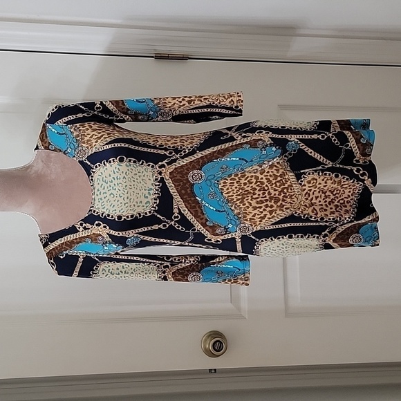 Foreign Exchange Size Unknown Abstract Bodycon Mini Dress, Cutout Back Accent - Picture 1 of 10